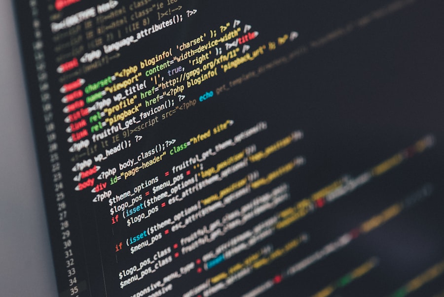 Código de programación en una pantalla